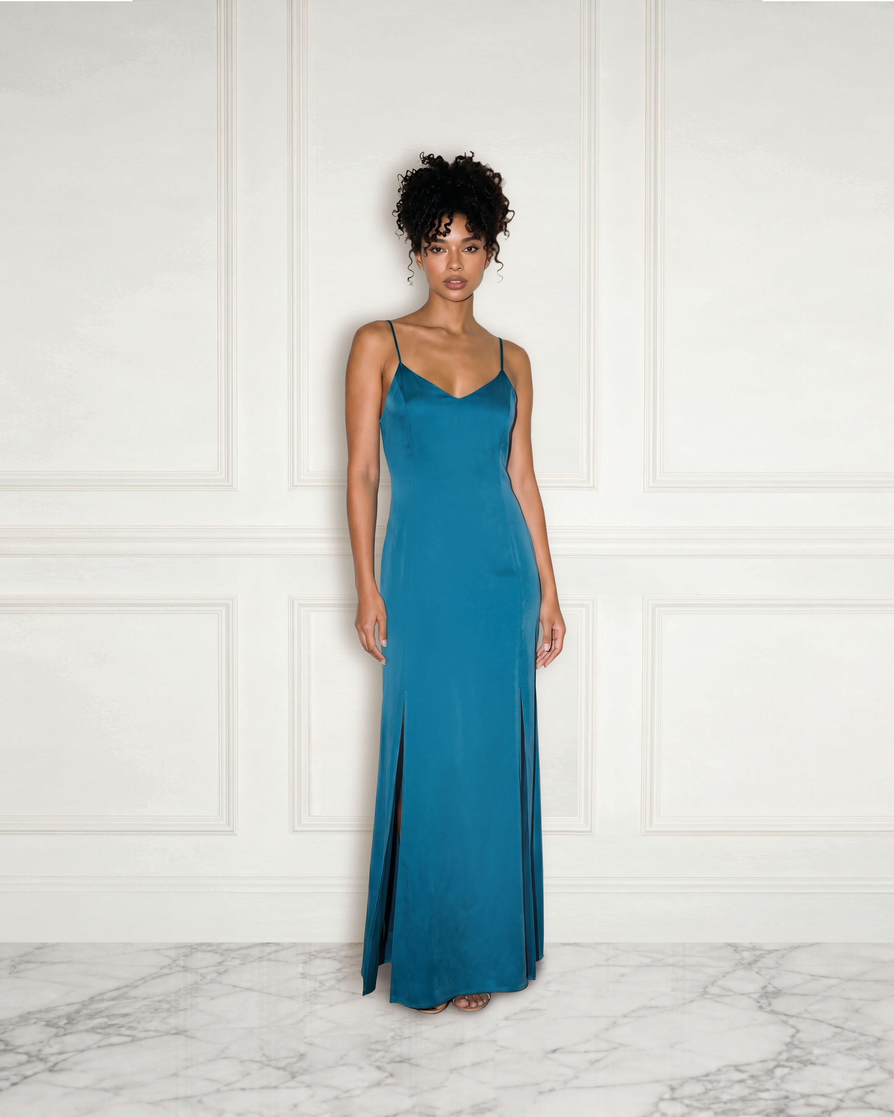 Silk Maxi Dress with Double Slit