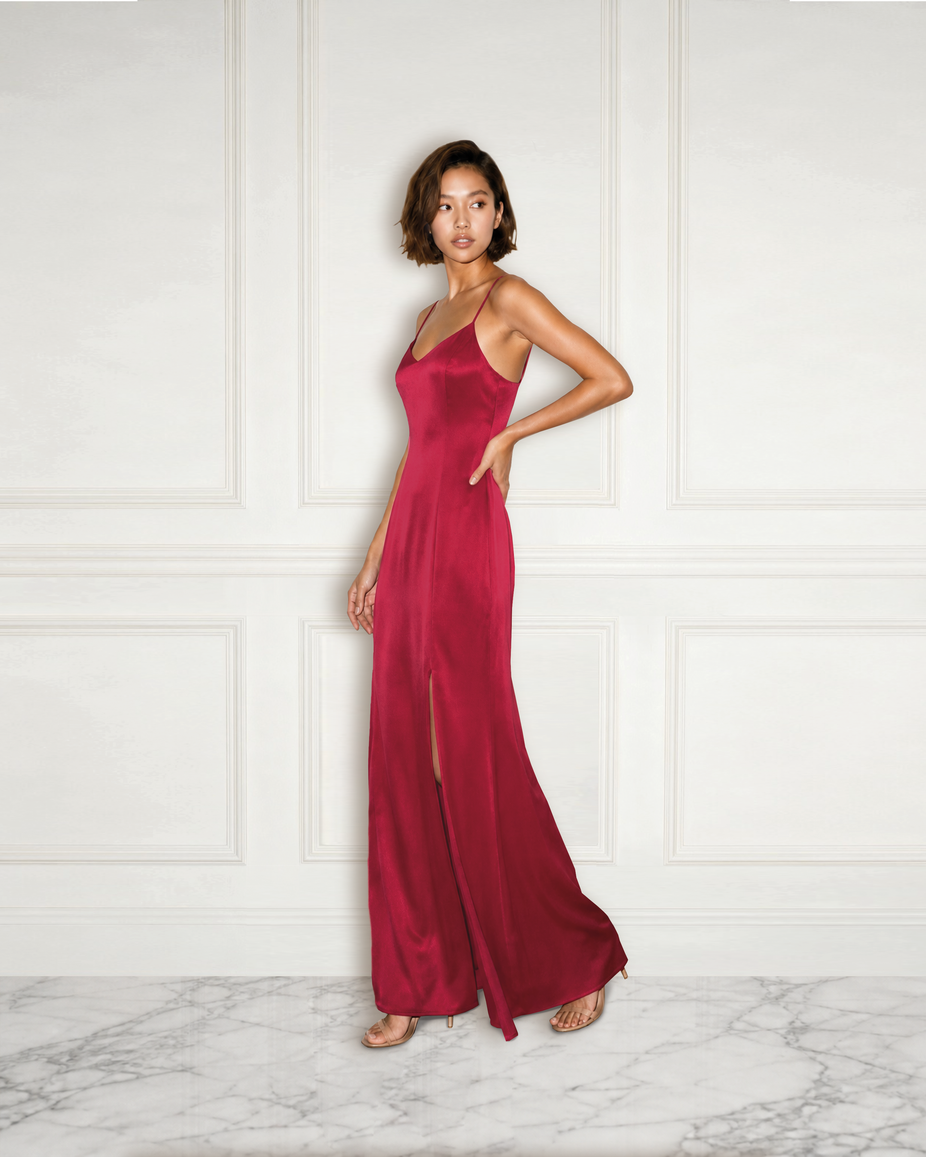 Silk Maxi Dress with Double Slit